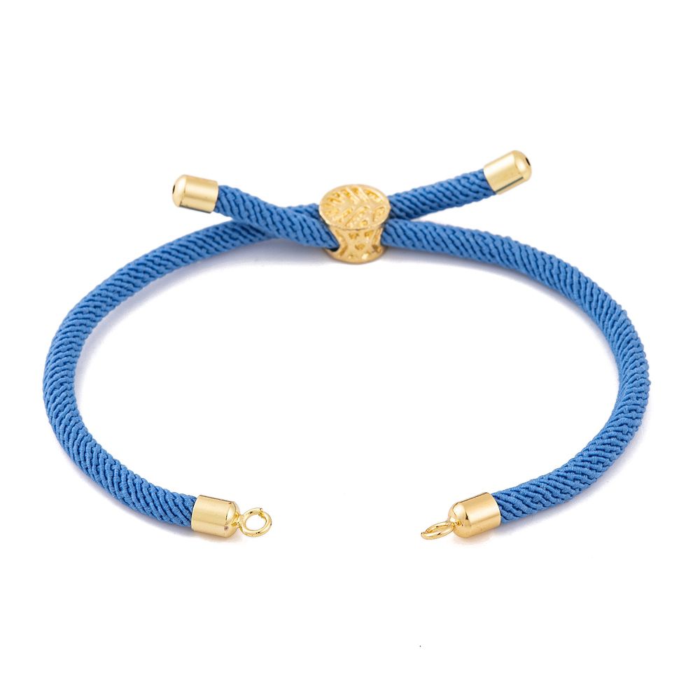 Bransoletka baza sznurek 3mm x 22 cm mosiądz platerowany blue/ gold - 1szt