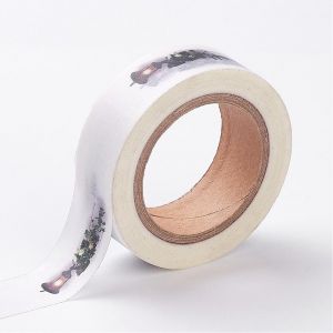 Washi Tape 15mm/10mb - adhesive  -White l - 1 szt