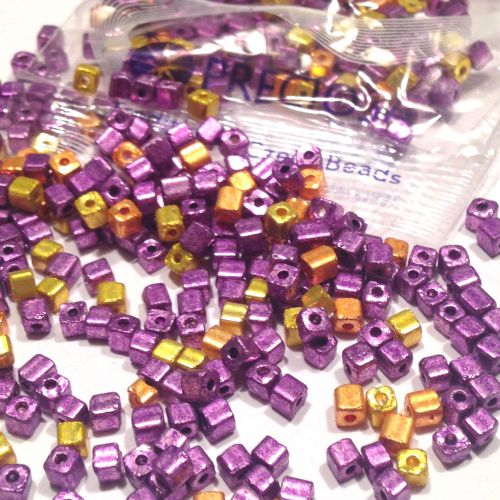 Cube Preciosa 3,4x3,4 mm Metallic Mix Violet - 10 gram