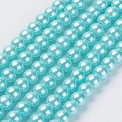 Perły szklane  6mm  blue turquoise - sznur(ok. 72 szt)
