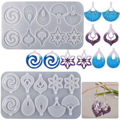 Pendant Silicone Molds, Resin Casting Molds, Teardrop & Snowflake & Fan, White,- 245x140x6 mm - 1 pc