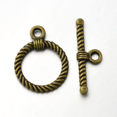Tibetan Style Alloy Ring Toggle Clasps, Antique Bronze 17x22x2mm - 1 pc