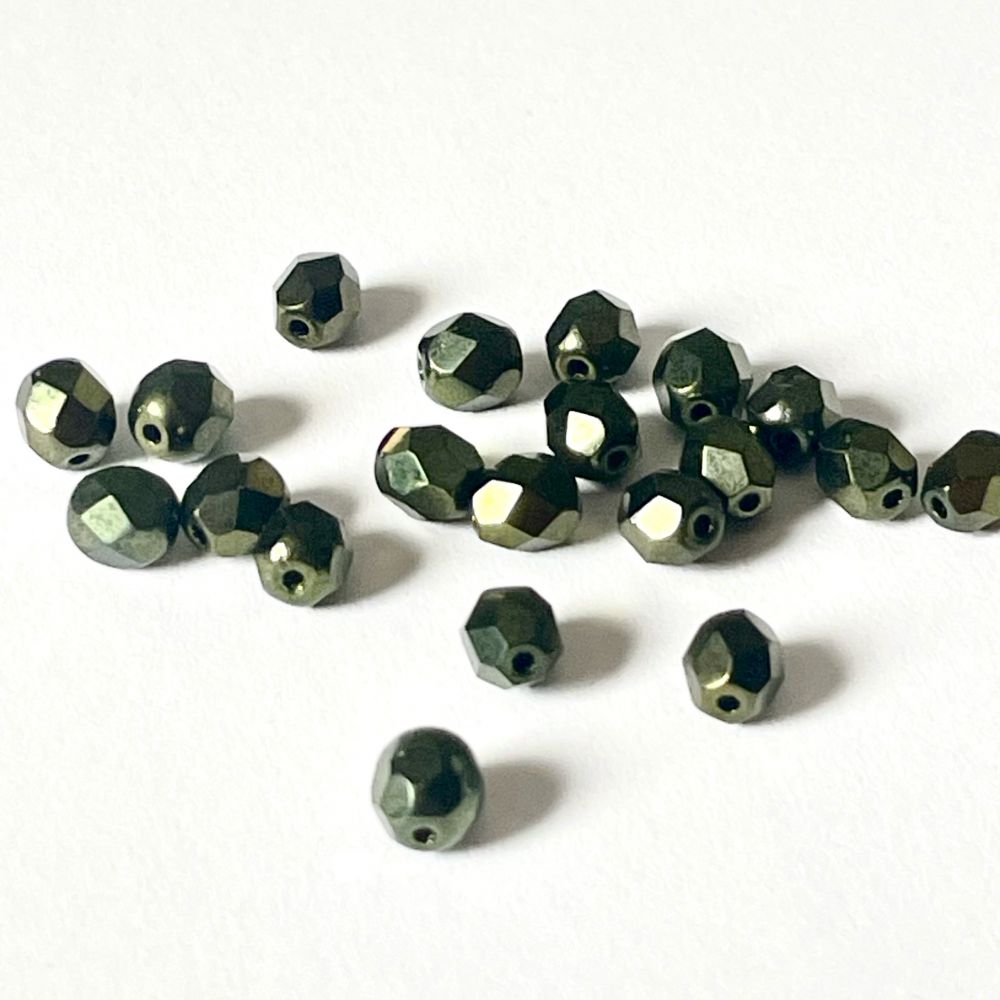 Fire Polish 5 mm Metallic Olivine 20 szt.