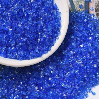 Transparent Electroplate Glass Beads, No Hole , Blue AB. 1,5-2x1,5-2 mm - 50 gram