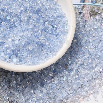 Transparent Electroplate Glass Beads, No Hole , Cornflower Blue AB. 1,5-2x1,5-2 mm - 50 gram