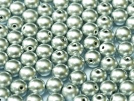 Round Beads 3 mm  Metallic Aluminium Silver - 50 szt