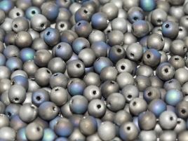 Round Beads 6 mm Glittery Argentic Matted - 20 szt