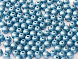 Round Beads 2 mm Alabaster Metallic Sea Blue - 50 szt