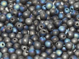 Round Beads 3 mm Crystal Glittery Graphite Matted  50 szt