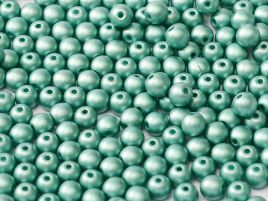 Round Beads 2 mm Alabaster Metallic Emerald - 50 szt