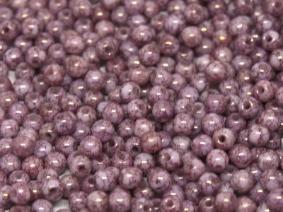 Round Beads 3 mm  Chalk White Teracota Purple 50 szt