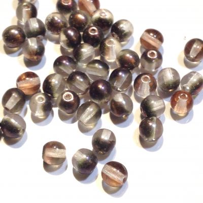 Koraliki Czech Glass Beads  Round 6 mm Black Diamond /Apollo Gold - 10 szt