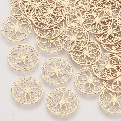 Brass Links connectors,13x0,3 mm, Long-Lasting Plated, Flower , Lt. Gold - 1 pc