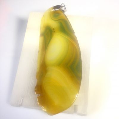 Agat plastry ok 92x40 mm olive yellow z dziurką - 1 szt