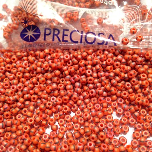 Rocaille 8/0 Czech seed beads - Matte Striped red pumpkin col 83490 - 10 gram