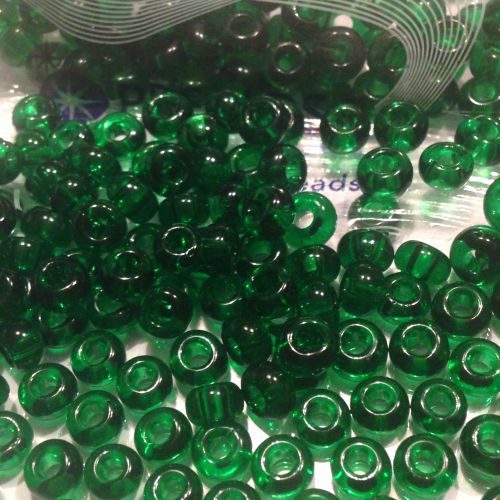 Rocaille 1/0 Czech seed beads - Transparent Medium  Green 50060 -10 gram
