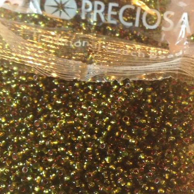 Rocaille 10/0 Czech seed beads - Silver Lined Olive - 10 gram