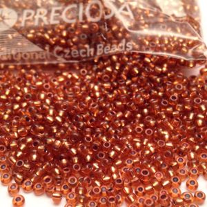 Rocaille 10/0 Czech seed beads - Silver Lined Rust -  50 gram