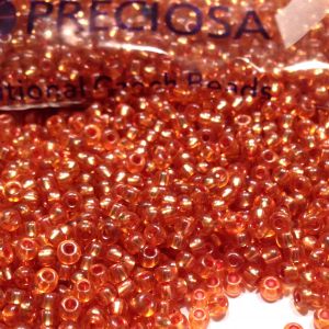 Rocaille 11/0 Czech seed beads - Silver Lined Orange Topaz  - 10 gram