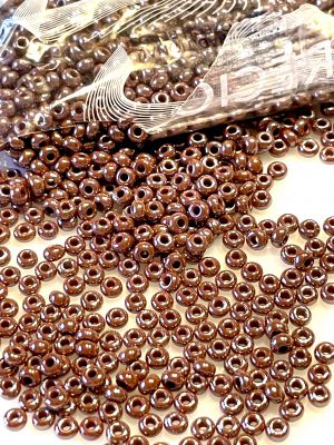 Koraliki Rocail 8/0 Preciosa seed beads , Opaque Lustered Rust Blrown col. 18601- 10 gram
