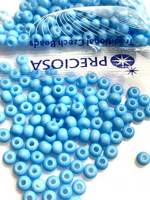 Koraliki Rocaille 4/0 Preciosa Czech seed beads - Opaque Satin Sky Blue 63000 - 10 gram