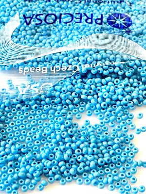 Beads Rocaille ,9/0 Preciosa Czech seed beads - Opaque Pearl Blue  - 10 gr