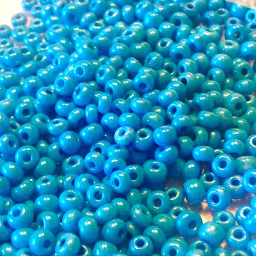 Rocaille 6/0 Czech seed beads - Opaque Shine Blue  Turquoise - 10 gram