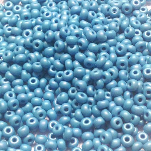 Rocaille 6/0 Czech seed beads - Alabaster Satin Blue Turquoise  -10 gram