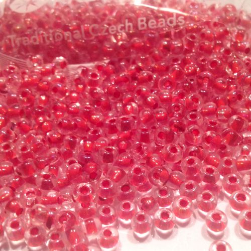 Rocaille 6/0 Czech seed beads - Transparent Red Lined   38697  - 10 gram