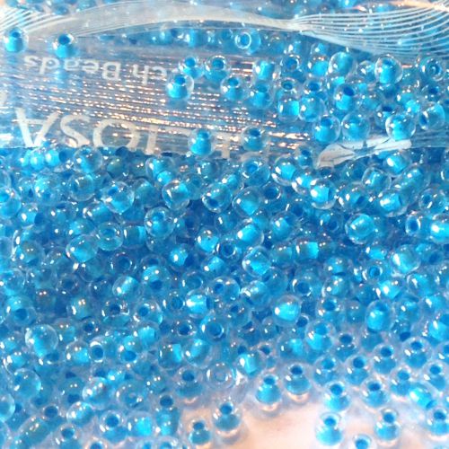 Rocaille 8/0 Czech seed beads - Crystal Blue Lined  38636 - 10 gram
