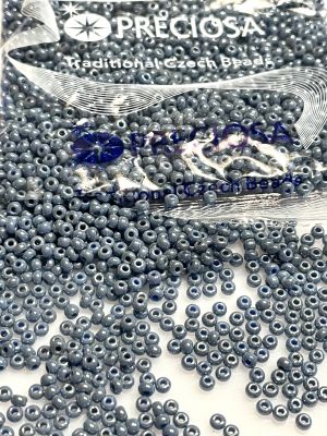 Perlen Rocaille 9/0 Czech seed beads - Lustered Opaque Steel col. 33021 - 50 gram