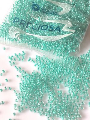 Perlen Rocaille 10/0 Czech seed beads - Crystal Green Turquoise Lined - 10 gram