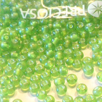 Rocaille 5/0 Czech seed beads - White Lined Transparent Lt.  Green - 10 gram