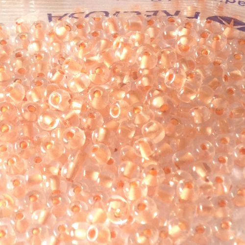 Rocaille 6/0 Czech seed beads - Crystal Peach lined  - 10 gram