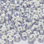 Rocaille 5/0 Czech seed beads - Opaque White Striped Blue 03330 - 10 gram