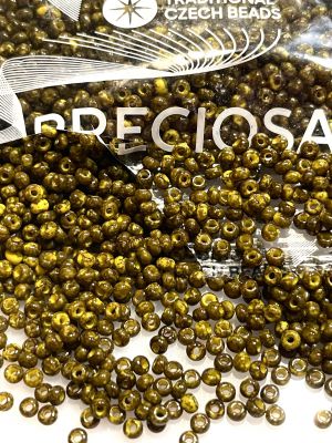 Perlen Rocaille 10/0 Czech seed beads - Travertin - brązowo-zielono/żółty 89110 - 50 gram