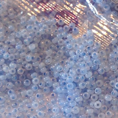 Rocaille 10/0 Czech seed beads - Alabaster Milky cornflower Blue - 10 gram