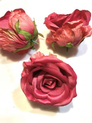 Róża - sztuczna - śr.10 cm wys.7 cm XL malinowy - 1 szt