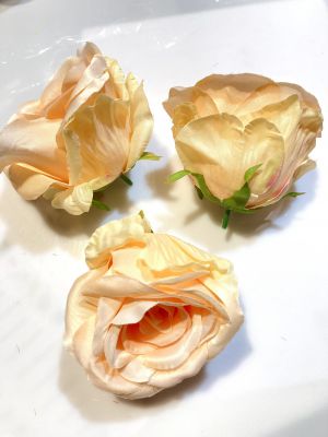 Róża - sztuczna - śr.10 cm wys.7 cm XL łososiowy - poliester - 1 szt