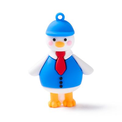 PVC Cartoon Duck Doll Pendants, for Keychains, Dodger Blue, 61x42x24mm, Hole: 3mm - 1pc
