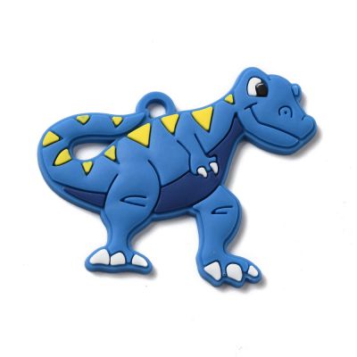 Brelok - Zawieszka CARTOON -Dinosaur - PVC - royal blue -  41x50x3mm (dz. 3,5 mm) - 1 szt