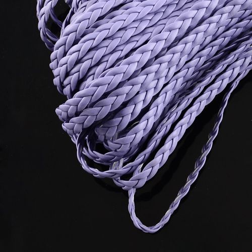 Braided Imitation Leather Cords, Herringbone Bracelet Findings, Medium Purple, 5x2mm