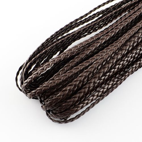 Braided Imitation Leather Cords, Herringbone Bracelet Findings, Coconut Brown, 5x2mm - 1m