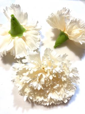 Kwiaty sztuczne -  GOŻDZIK śr.10 cm - ECRU - poliester - 1 szt