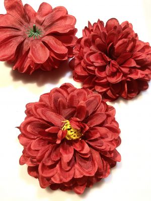 Kwiaty sztuczne -  śr.11 cm - czerwony - poliester - 1 szt
