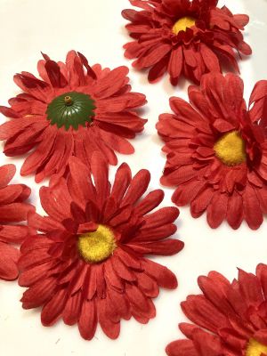 Kwiaty sztuczne -  śr.10 cm - czerwony - poliester - 1 szt