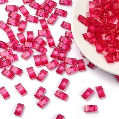 Transparent Acrylic Carrier Beads, Multi-Strand Links, 17x9x5mm, Hole: 2mm, Violet Red - 10 pc