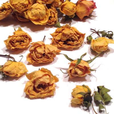 Róże suszone duże  Mix żol†y 3D (główki ok. 2,5-3,5 -5cm)  5 szt - 1 op