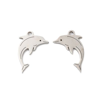 Stainless Steel Pendants, Dolphin, 16.5x11x1mm, Hole: 1.5mm - 1 pc