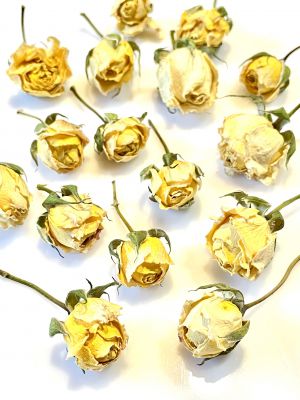 Kwiaty suszone RÓŻE 3D jasny żołty ( M ) (główki ok. 2-3,5 cm) 4 szt - 1 op